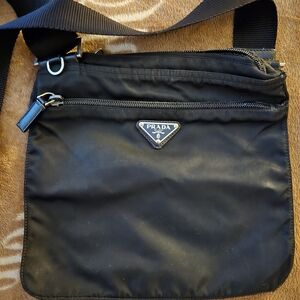 Prada Black Messenger Bag with Logo